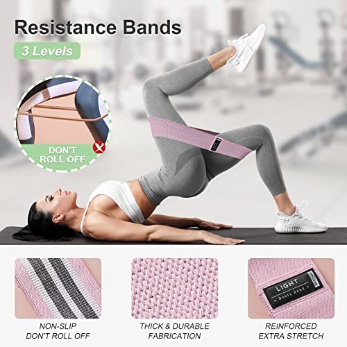 Booty Bands Set, Resistance Bands for Working Out, Exercise Bands for Women and Men Legs and Butt, Stretch Bands for Pilates, Yoga Starter Set - color: 라이트