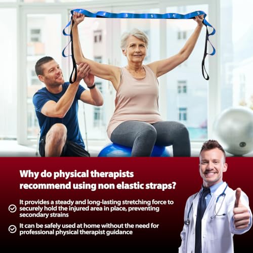 Acozycoo Stretching Strap with Loops for Physical Therapy,Knee,Calf,Back - color: Dark Blue, size: Length: 86 Inch, Width: 1.5 Inch