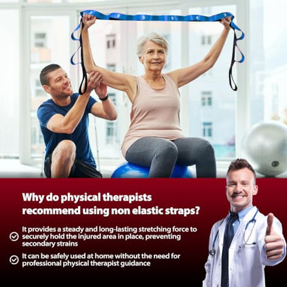 Acozycoo Stretching Strap with Loops for Physical Therapy,Knee,Calf,Back - color: Dark Blue, size: Length: 86 Inch, Width: 1.5 Inch