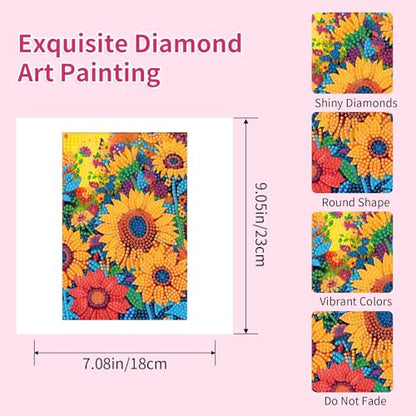 PERFECTSIGHT Cute 5D Diamond Art Kits, Kawaii DIY Painting Art for Adults Teen, 4 Pack Diamond Arts and Crafts Sets, Big Gem Full Drill Diamond Dots for Women (Multicolor Flowers) - style: Multicolor Flowers