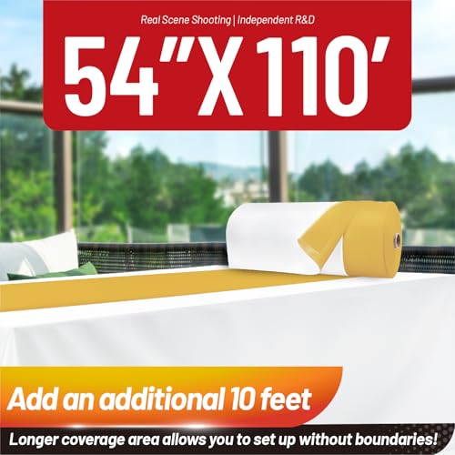Disposable Tablecloth, 110 Ft X 54 In Plastic Table Cloth Rectangle Table | White Gold Tablecloth Plastic Table Cloth Disposable PEVA Plastic Table Cover with Cutter for Weddings, Parties, Anniversary - color: White and Gold, size: 1320" x 54" (Rectangula