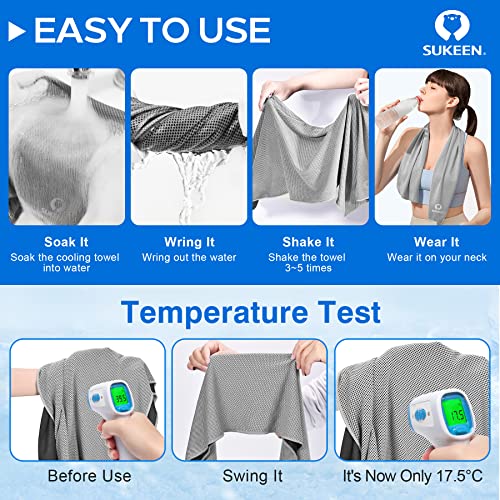 Sukeen 4 Pack Cooling Towels (40"x 12"), Cooling Neck Wraps, Soft Ice Towel - color: Dark Grey/Grey/Brown/Black