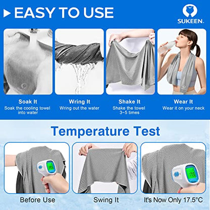 Sukeen 4 Pack Cooling Towels (40"x 12"), Cooling Neck Wraps, Soft Ice Towel - color: Dark Grey/Grey/Brown/Black