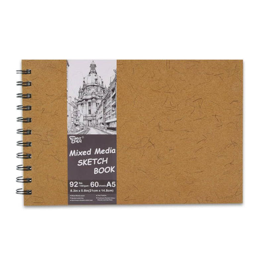 5.8" x 8.3" Mixed Media Sketch Book,Spiral Bound Hardcover Sketchbook,60 Sheets 92lb/150gsm Neutral White Acid Free Paper,Art Journal Sketchbook for Drawing Writing Sketching Illustration,Turmeric - color: Neutral White-Turmeric