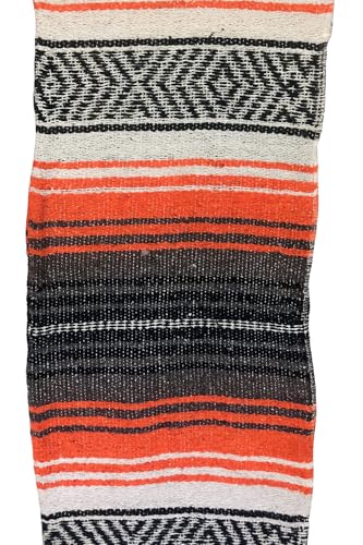 Baja Authentic Mexican Falsa Blanket 100% Acrylic Perfect for Yoga, Beach, Camping, Picnic, Car Seat Cover, Home Throw Decor (Orange) - color: Rasta