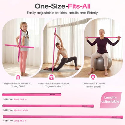 Yoga Stick, Mobility Stick for Stretching, Adjustable Exercise Stick