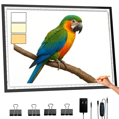 A2 Light Pad,LED Light Board for Diamond Painting,Tracing&Drawing | 9000 Lux Bright Light,10 Brightness Levels,Independent Anti-Touch Controller,Ultra Thin Design,USB-C Connection - size: A2-3color