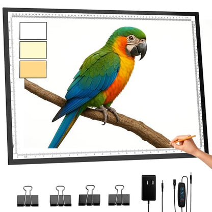 A2 Light Pad,LED Light Board for Diamond Painting,Tracing&Drawing | 9000 Lux Bright Light,10 Brightness Levels,Independent Anti-Touch Controller,Ultra Thin Design,USB-C Connection - size: A2-3color