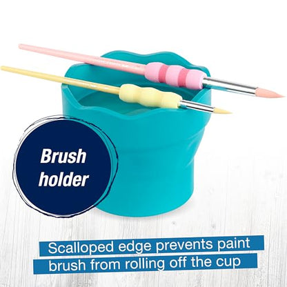 Faber-Castell Collapsible Water Cup Green | Scalloped Brush Holder | 12 Oz Capacity | For Painting | Pack of 6 - size: 1 Count (Pack of 6), style: French
