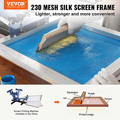 VEVOR Screen Printing Kit, 2 Pieces Aluminum Silk Screen Printing Frames, 20x24inch Silk Screen Printing Frame with 230 Count Mesh, High Tension Nylon Mesh and Sealing Tape for T-Shirts DIY Printing - size: 20x24inch-2