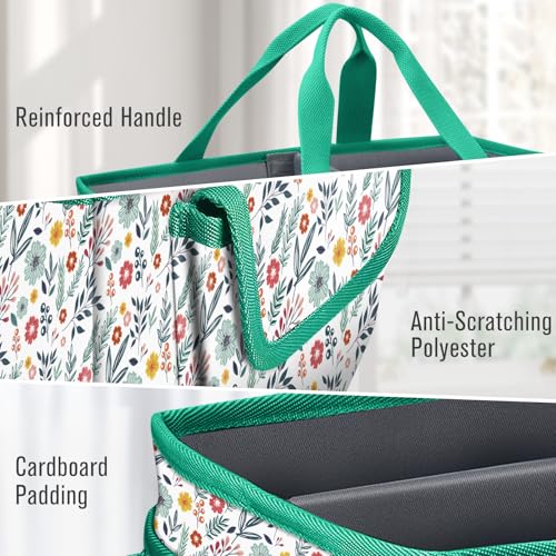 FINPAC Craft Storage Tote Bag with Pockets, Scrapbooking Carrying Case - color: Navy Bloom