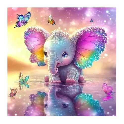 DIYDECORFUN Diamond Art Kits for Adults Beginners,5D Full Round Drill Elephant Butterfly Diamond Painting Kit,DIY Diamond Dot Gem Art for Home Decor Christmas Gift 12x12 Inch - color: QD87