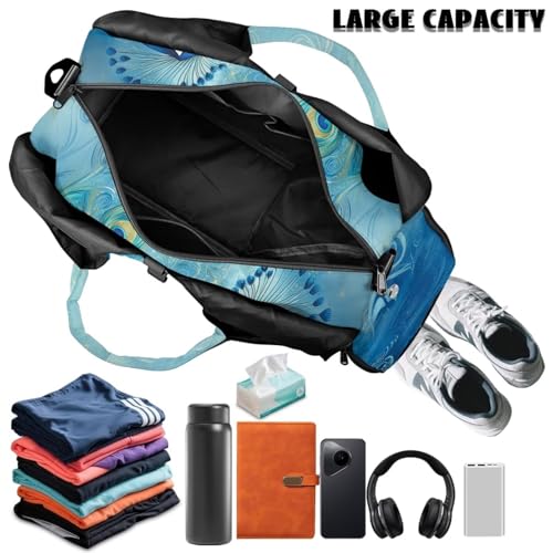 Yoga Mat Bag for Men Women Canvas Yoga Mat Carrier Take In Out Mat Easily for Beach Swim Bags Pool Sports Gym - color: Blue Peacock