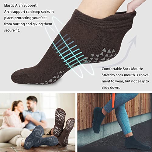 Hylaea Unisex Non Slip Socks with Grip for Yoga, Hospital, Pilates, Barre | Ankle, Cushioned | Breathable Cotton, Thick Cushioned Sole, Anti-Slip, Ankle Protection, Men Women, Ideal for Yoga, Barre, Hospital & Home Use - color: 1. Dark Green Dark Grey Cof