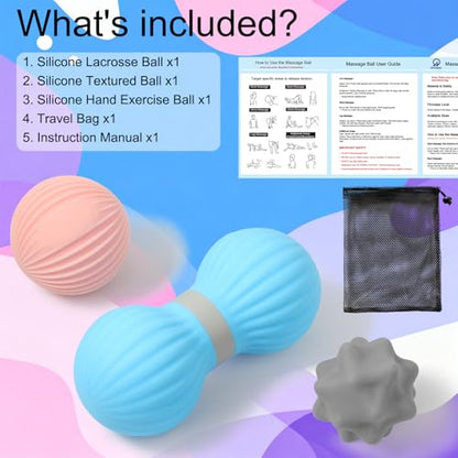 HODEMI Peanut Massage Ball Set, 3 Pack Peanut Roller, Textured Massage Ball & Trigger Point Ball for Deep Tissue Massage and Myofascial Release for Back, Neck, Hip and Foot with Mesh Bag - style: Peanut Roller Set
