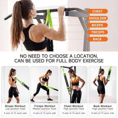 Innstar Pull Up Assistance Bands, Heavy Duty Resistance Band for Pull Up Assist, Adjustable Resistance 165-265lbs with Fabric Feet/Knee Rest, Pull Up Bands Assistance Bands - color: Green 265lbs adjustable