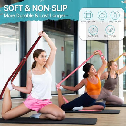 Yoga Exercise Adjustable Straps 8FT with Durable D-Ring for Pilates & Gym Workouts | Hold Poses, Stretch, Improve Flexibility & Maintain Balance - color: Mixed color C