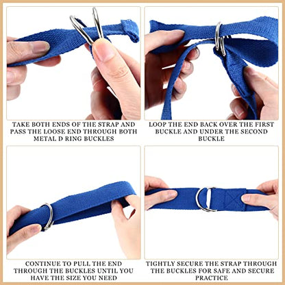 6 Pcs Yoga Straps for Stretching 8 Ft, Safe D Ring Buckle - color: Bright Color