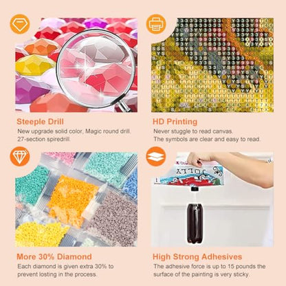 Acudotr Red Panda Diamond Painting Kits for Adults, 5D DIY Diamond Art Kits for Beginners, Full Drill Diamond Painting Kits for Home Wall Decor, 12x12 Inch
