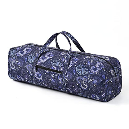 Boulder Bee | Yoga Mat Bag | Large Yoga Mat Carrier with Wet Pocket | Yoga Gifts | Gym Tote Bag for Women - color: Blue cashew flower
