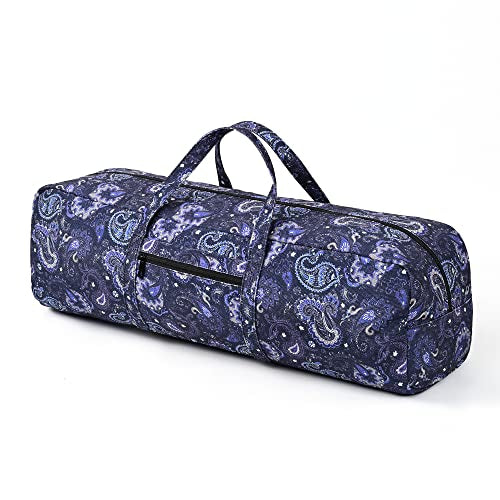 Boulder Bee | Yoga Mat Bag | Large Yoga Mat Carrier with Wet Pocket | Yoga Gifts | Gym Tote Bag for Women - color: Blue cashew flower