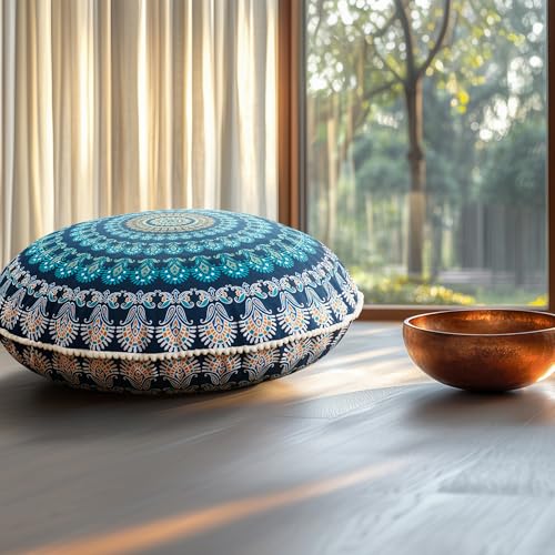 Codi 바닥 베개 2팩, 성인용 대형 명상 쿠션, 81.3cm(32인치) - color: 원형 | 네이비, size: 2개(1팩)