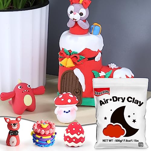 ifergoo 500g Red Air Dry Clay, 1.1LBS DIY Creative Modeling Clay for Kids | Refill Foam Magic Clay for School Art & Craft Project, Slime Supplies, Ultra-light & Soft, Gift for Age 3-12 Boys & Girls - color: Red/500g