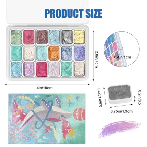 CraftyManor Mini Forestry Shifting Watercolor Painting Set, 18 Color Shifting Watercolor Paint Set, Shimmer Metallic Watercolor Paints Set, Glitter Watercolor Paint, Solid, Macaron Style - color: Macaron 18 Colors