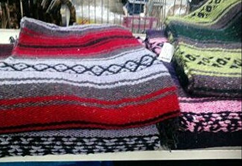 Multicolor Striped Modern Synthetic Blend Artisanally Handmade Multipurpose Yoga Blanket