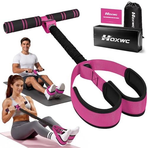 HOXWC Multifunction Pedal Resistance Band with Handle, 50LBS Foot Pedal Resistance Bands for Core/ABS, Arm, Waist, Abdomen, Leg Workout, Portable Sit Up Exercise Equipment for Women - color: 1-Pink