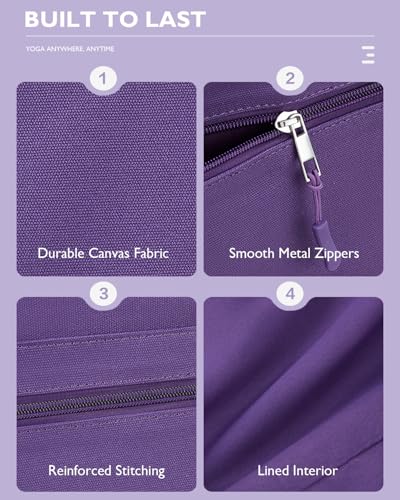 Gonex Yoga Mat Bag, Extra Canvas Gym Bag with Waterproof Pocket Metal Zipper, Fits Mat & Blocks, Stylish Yoga Mat Carrier for Women, Ideal for Yoga, Pilates, Workout, Travel - color: Purple