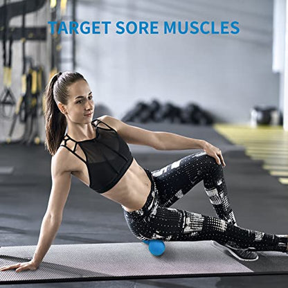 5BILLION Peanut Massage Ball - Double Lacrosse Massage Ball & Mobility Ball for Physical Therapy - Deep Tissue Massage Tool for Myofascial Release, Muscle Relaxer, Acupoint Massage (Black) - color: Blue-soft
