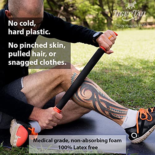 Tiger Tail 22in Massage Stick Portable Roller, Handheld, Deep Tissue Foam Roller, Body Massage and Myofascial Release Tool for Legs, Neck, Calves, Thighs, Shins & Back, The Long One 22, Made in USA - size: 22 Inch The Long One
