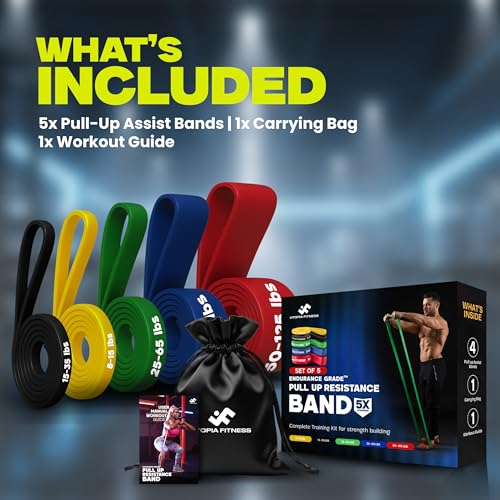 Pull Up Resistance Bands Set of 5 (8-125 lbs) Heavy Duty Workout Bands