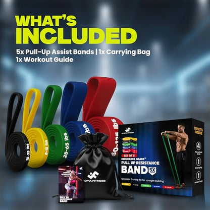 Pull Up Resistance Bands Set of 5 (8-125 lbs) Heavy Duty Workout Bands