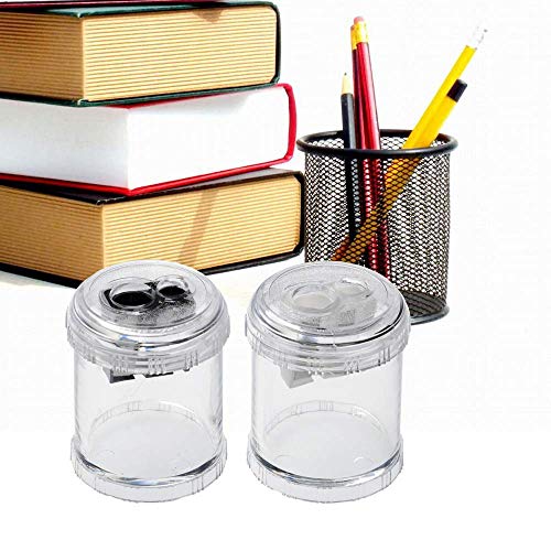 Manual Pencil Sharpener Double Holes Duty Metal Sharp Blade Jumbo Crayon XL Sharpener with Large Round Catches Sharpening Regular Pencils HB Graphite Colored Pencils for Teachers Artists