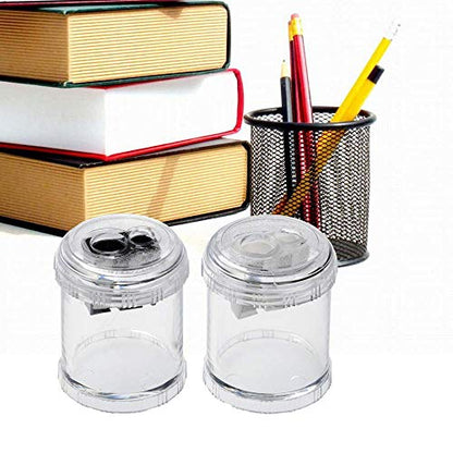 Manual Pencil Sharpener Double Holes Duty Metal Sharp Blade Jumbo Crayon XL Sharpener with Large Round Catches Sharpening Regular Pencils HB Graphite Colored Pencils for Teachers Artists