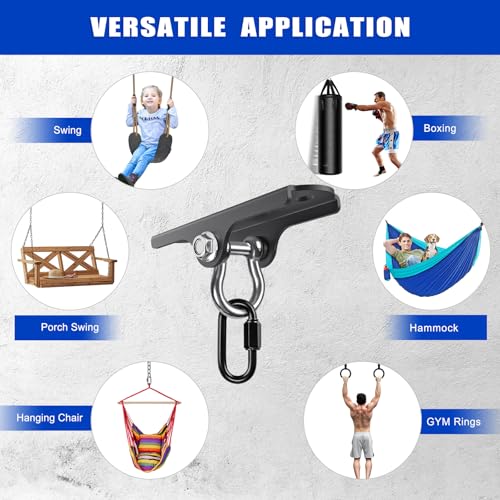 Dolibest Heavy Duty Swing Hanger, Ceiling Mount Swing Hook,One-Piece Design Base, Swing Set Hardware for Punching Bag, Boxing, Hammock Chair, Yoga Swing, Porch Swing, Swing Seat (180° Rotation) - color: C: 180° Swing Swing Hanger With Carabiner
