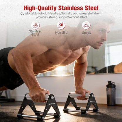 Push Up Stand, Pushup Handles for Strength Training, Heavy-duty Stainless Steel Push Up Bars Gym Exercise Equipment, Hold Up to 500lbs, 1 Pair - color: Aluminum handle Black 02