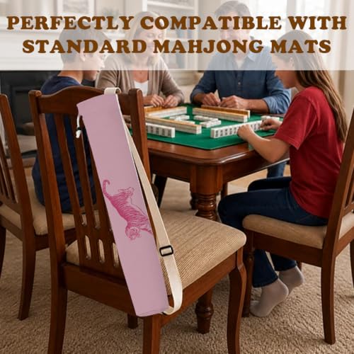 Preppy Pink Tiger Mahjong Mat Bag with Adjustable Straps - color: Preppy Pink Tiger