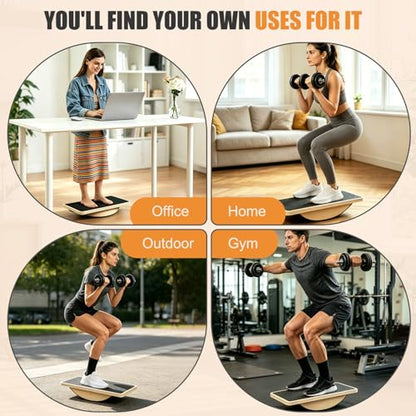 Wooden Balance Board, 350LBS Anti-Slip Balance Trainer