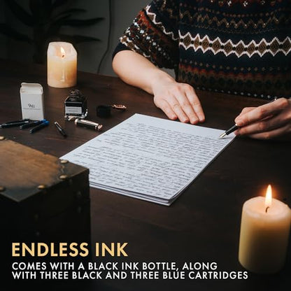 Wordsworth & Black Fountain Pen Gift Set, Medium & Extra Fine Nib, Black Rose - color: Black Rose Gold