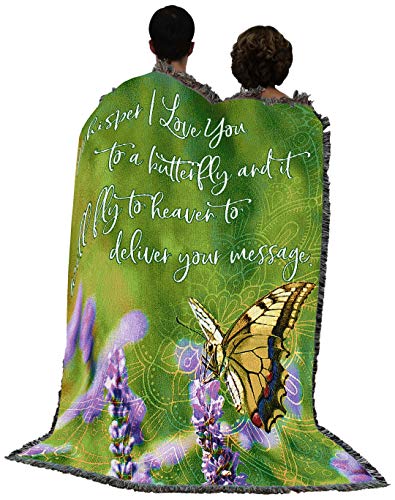 Pure Country Weavers Whisper I Love You to A Butterfly Blanket - Sympathy Bereavement Gift Tapestry Throw Woven from Cotton - Made in the USA (72x54) - color: Butterfly, size: 72" x 54"