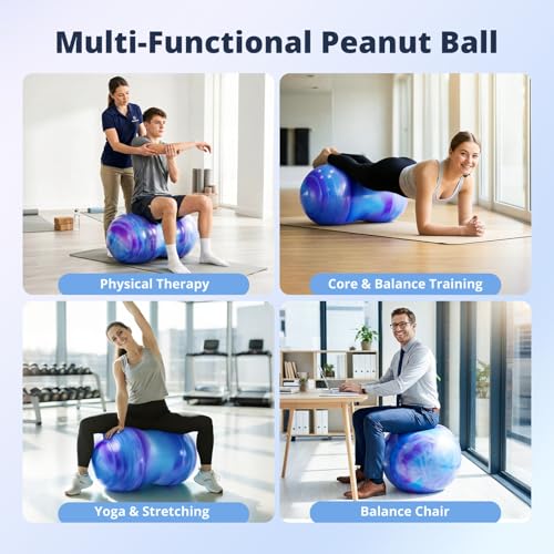 18''/20'' Peanut Ball for Kids & Adults, Anti-Burst Exercise Ball - color: Blue-purple, size: 20''(50cm*100cm)