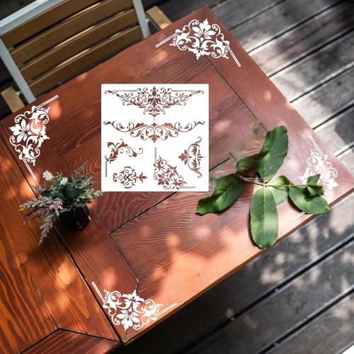 Damask Stencils for Walls Stencils for Painting Large Pattern 12inch | Damask Stencil Texture Mixed Medium Layering Templates for Painting on Wood Furniture Canvas Paper Fabric - style: Damask