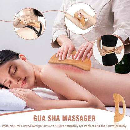 KintKita Wood Therapy Massage Tools 3 in 1,Wooden Lymphatic Drainage Massager, Body Sculpting Tools Cellulite Massager for Maderoterapia, Body Contouring, Relief Muscle, Anti-Cellulite