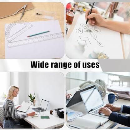 JJUNW Geometry Set, 3 Pcs Geometry Tools with Drawing Compass 12Inch Clear Plastic Ruler Protractor Math Ruler for School Office Math Drawing Drafting Engineering Architecture Art