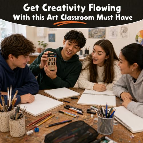 Art Dice – 12-Sided Wooden Dice with 120 Prompts to Help You Decide What to Draw or Paint – Creative Playbook with Games and Activities – Fun, Inspiring Gift for Artists of All Levels