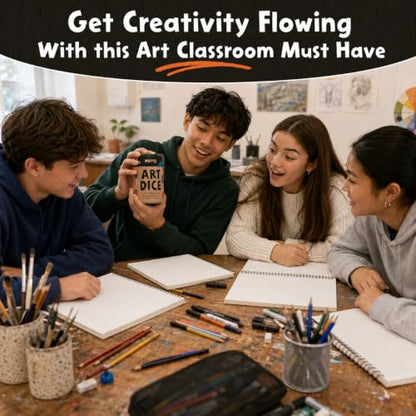 Art Dice – 12-Sided Wooden Dice with 120 Prompts to Help You Decide What to Draw or Paint – Creative Playbook with Games and Activities – Fun, Inspiring Gift for Artists of All Levels