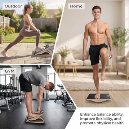 Slant Board for Exercise, 2-in-1 Balance Board & Calf Stretcher with Timer,Adjustable Wooden Squat Wedge with Anti-Slip Surface,Incline Board for Stretching & Blance Training